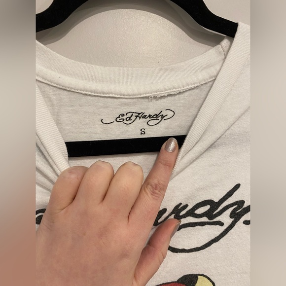 Retro White Ed Hardy “Love Kills Slowly” T-Shirt - Picture 3 of 4